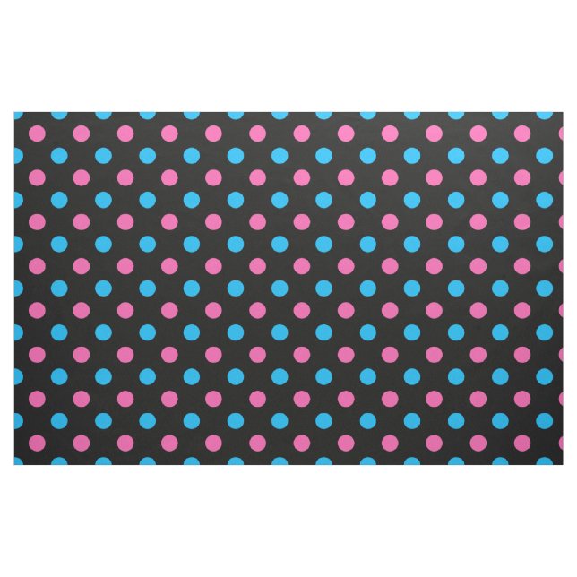 Svart Rosa Blå Prickig Mönster Tyg (Fat Quarter)