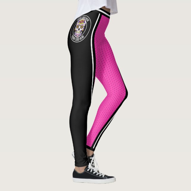 Svart Rosa Black Wide Stripe Varsity Sports Leggings (Höger)