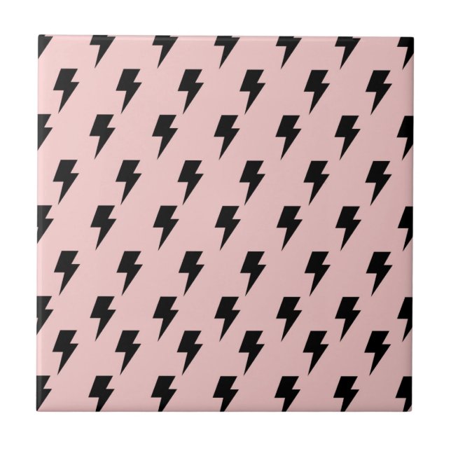Svart Rosa Blixt Y2K Indie Snyggt Decor Kakelplatta (Framsidan)