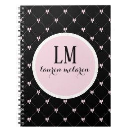 Svart & Rosa Bow Monogram Anteckningsbok