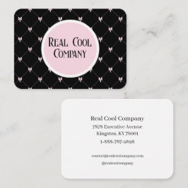 Svart & Rosa Bow Monogram Visitkort