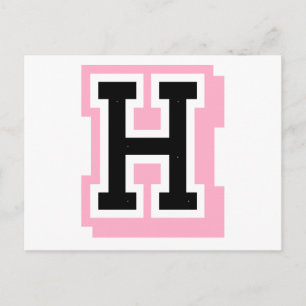 svart rosa brev H Vykort