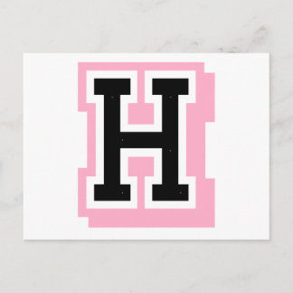 svart rosa brev H Vykort