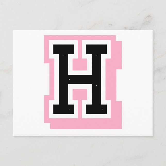 svart rosa brev H Vykort (Framsida)