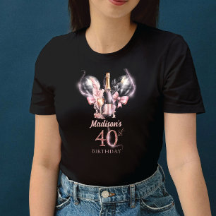 Svart Rosa Champagne, 40:e födelsedagen T Shirt