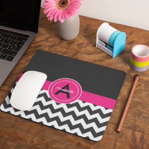 Svart Rosa Chevron Musmatta