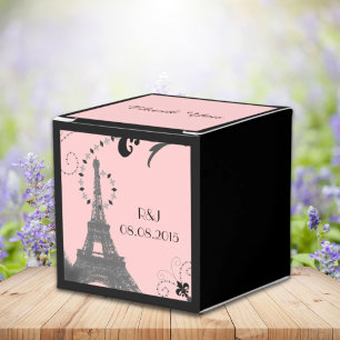 svart rosa eiffel torn vintage paris bröllop presentaskar