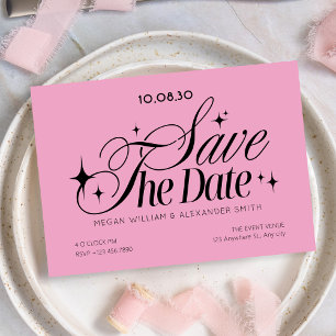 Svart rosa elegant typografi bröllop spara datumet