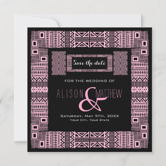 Svart Rosa för etisk design Spara datuminbjudan Datumet (Framsida)