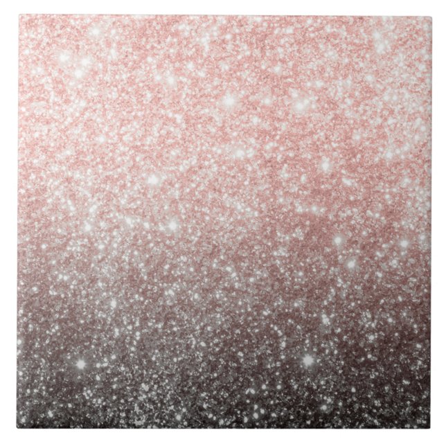 svart Rosa glitter-övertoning Kakelplatta (Framsidan)