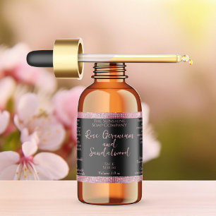 Svart Rosa Glitter Watersecure Dropper Flaska-etik Klistermärke