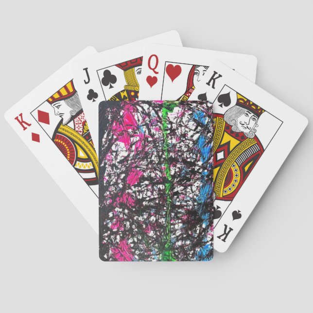 Svart, Rosa, Grön, Blå Marmorkonst Casinokort (Baksidan)