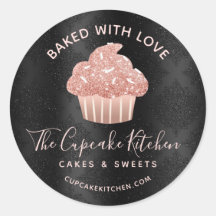 Svart Rosa Guld Glitter Cupcake Bakat Med Kärlek