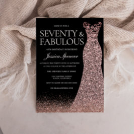 Svart Rosa Guld Klänning Kvinnas 70-årsfirande Inbjudningar