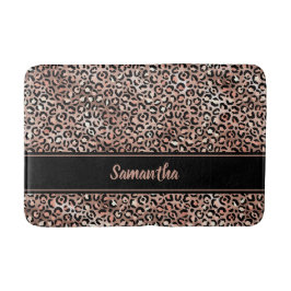 Svart Rosa Guld Leopardtryck Personlig Badrumsmatta