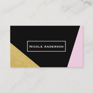 Svart Rosa & Guld Modern Trendig Chic Visitkort