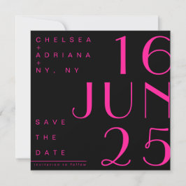 Svart Rosa i Art Deco Typography Spara datum Inbjudningar