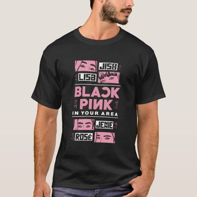 Svart Rosa i ditt K-POP koreanskt pop K-POP Lov T Shirt (Framsida)