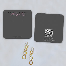 Svart Rosa Jewelry Holder Earring Visning Script Fyrkantigt Visitkort