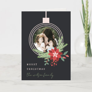 Svart Rosa jul Ornament Photo Poinsettia Helgkort