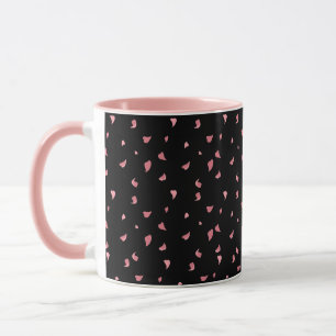 Svart rosa-kaffe mugg, dekorerat med hjärtan löv mugg