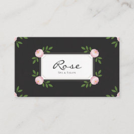Svart Rosa Knopp Elegant Blommig Rektangulär Visitkort