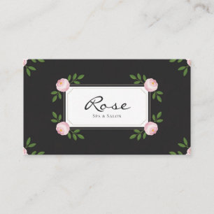 Svart Rosa Knopp Elegant Blommig Rektangulär Visitkort