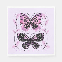 Svart, Rosa, Lila Butterflies Pappersservett