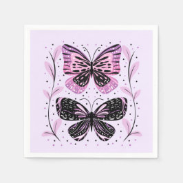 Svart, Rosa, Lila Butterflies Pappersservett