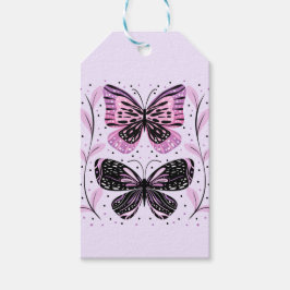 Svart, Rosa, Lila Butterflies Presentetikett