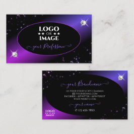 Svart Rosa Lila Glitter Stars-judar med Logotyp Visitkort