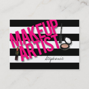 Svart & rosa Makeupkonstnär Visitkort
