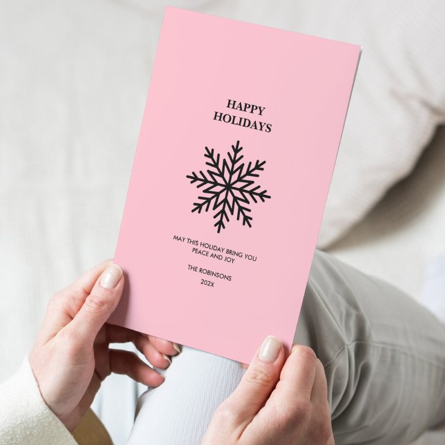 Svart Rosa-minimalistkort för snöflake Lycklig Hel (Skapare uppladdad)