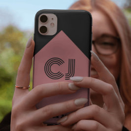 svart rosa Monogrammed initialer
