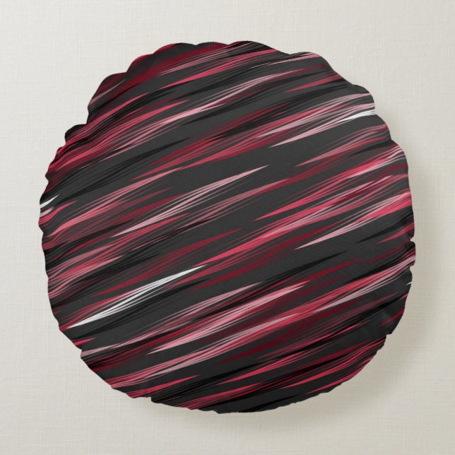 Svart rosa- och grått-streaks rund kudde (Framsidan)