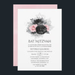 Svart Rosa och Silver Vintage Ro Bat mitzvah Inbjudningar<br><div class="desc">anpassade för bat mitzvah inbjudan till vintage svart,  rosa och silver blommigt till dina specifikationer.</div>