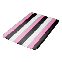 Svart, rosa och vitt rand badmat badrumsmatta