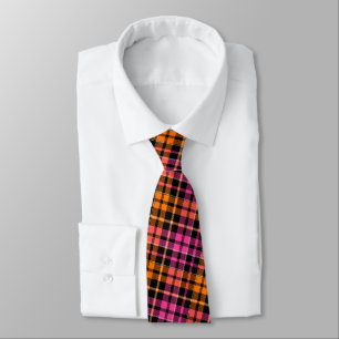 Svart Rosa Orange Rutig Tartan Design Slips