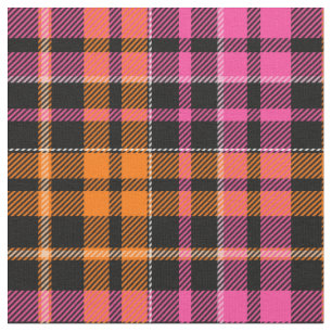 Svart Rosa Orange Rutig Tartan Design Tyg