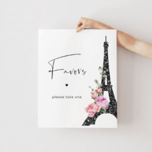 Svart rosa Paris-minimalistfavörer, var vänlig ta Poster
