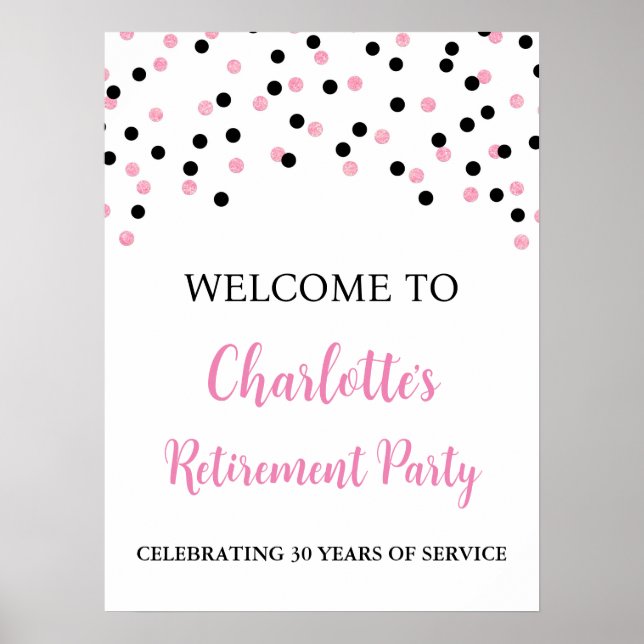 Svart Rosa Pension Party Anpassningsbar 18 x 24 Poster (Framsidan)