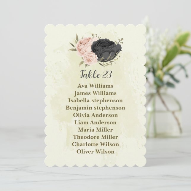 Svart  rosa-platskort inbjudningar (Stående Fram)