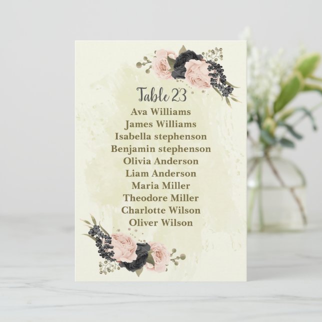 Svart  rosa-platskort inbjudningar (Stående Fram)