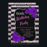 Svart Rosa Rand Glitter Lila Ro Inbjudningar<br><div class="desc">Elegant Black och ro rosa rand glitter och lila rosor födelsedagsfest inbjudan för kvinnor i alla åldrar. Åldern kan ändras för vilken ålder som helst. Text kan ändras till vad som helst för att passa din händelse. Typsnitt, typsnitt färg och text är helt anpassade! Papper form och typ kan anpassas...</div>