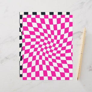 Svart Rosa Retro Checkated Scrapbook Papper