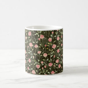 Svart Rosa Ros Blommig   Kaffemugg