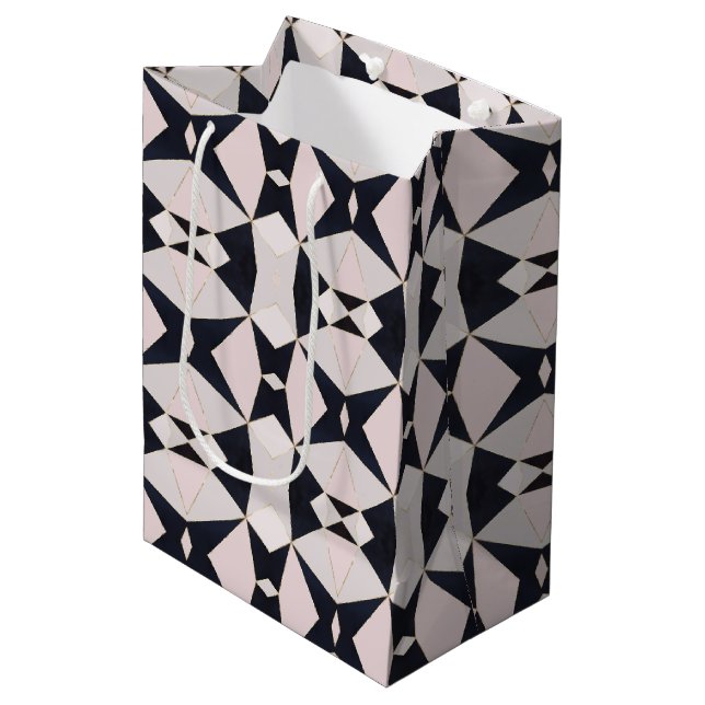 Svart Rosa ros Guld Kaleidoscope Geometric (Framsidan Vinklad)