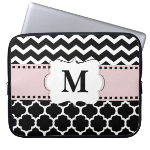 Svart rosa sparreMonogramlaptop sleeve