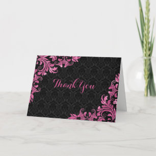 Svart Rosa Swirls-Tack Tack Kort