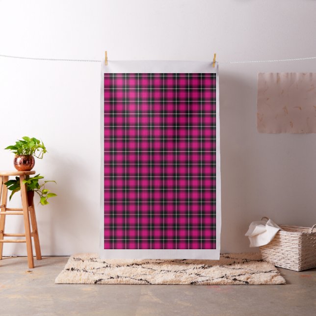 Svart Rosa Tartan Rutigt Mönster Tyg (In Situ)